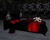 12 poses black & red bed