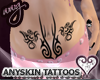 Anyskin belly and collar bone tattoos for females in solid black ink