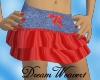 Red Ruffle Denim Skirt