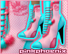 Aqua/Pink Cout Stilettos