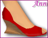 ANN Peep Toe Wedge RED